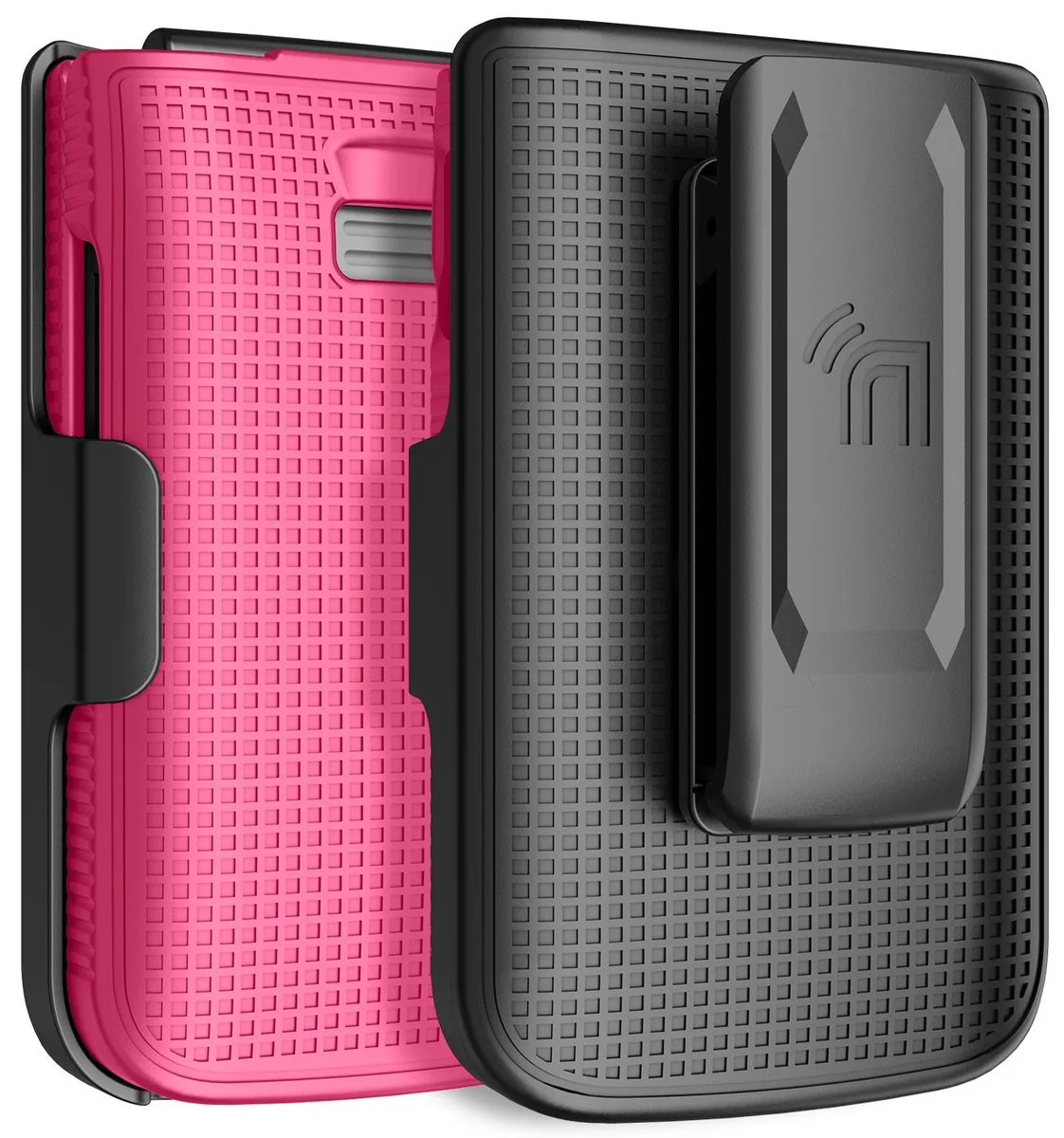 Nakedcellphone Nakedcellphone Grid Case &amp; Holster Combo for TCL Flip 3 T435 (2024) Pink - 13-Position Clip — product photo