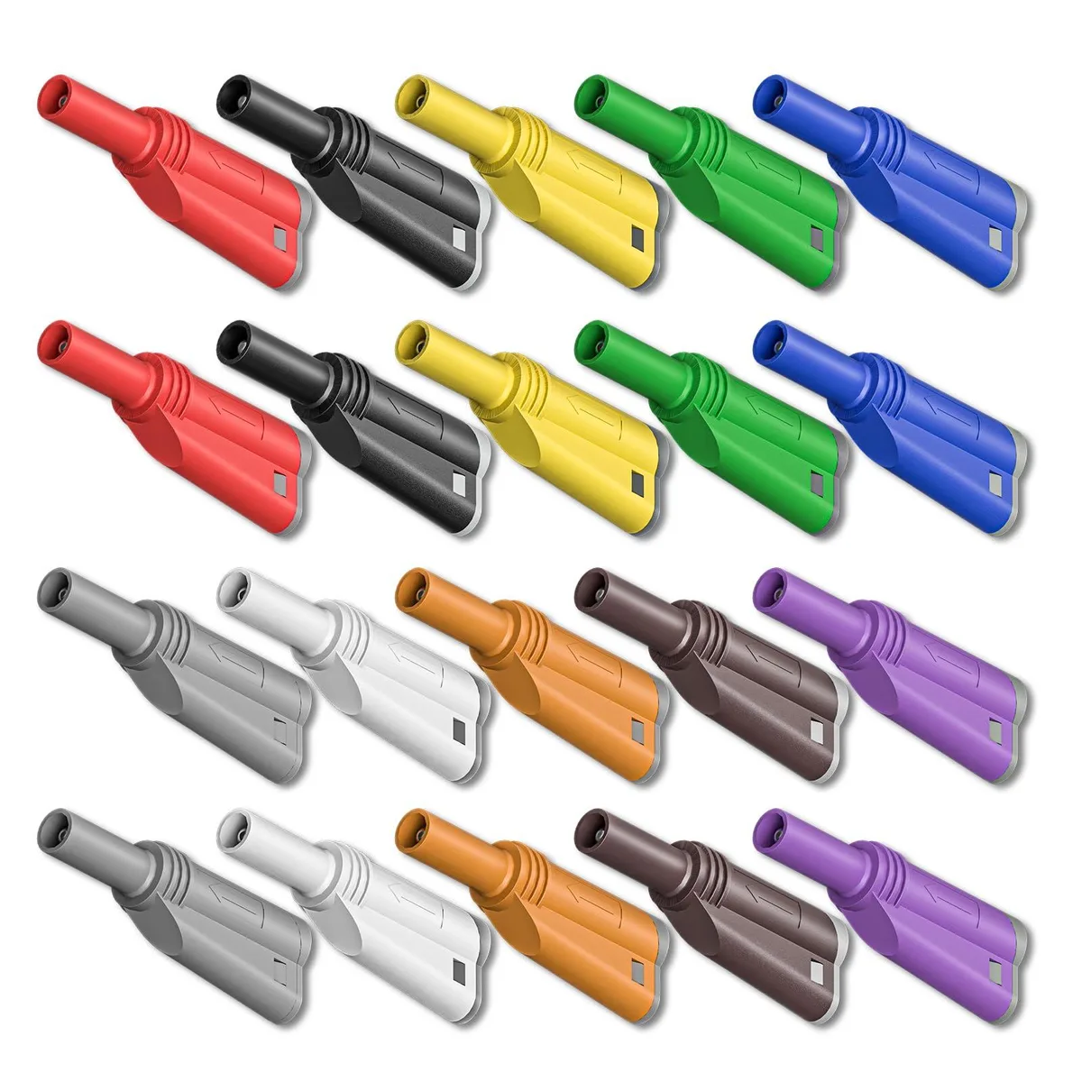 KEHIPI KEHIPI 4mm Stackable Shrouded Banana Plugs 20PCS Ten Colors — product photo