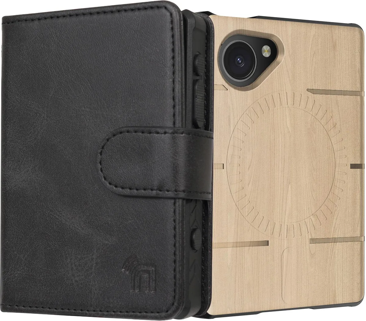 Nakedcellphone Nakedcellphone Case &amp; Wallet Combo for Light Phone III MagSafe Woodgrain — product photo