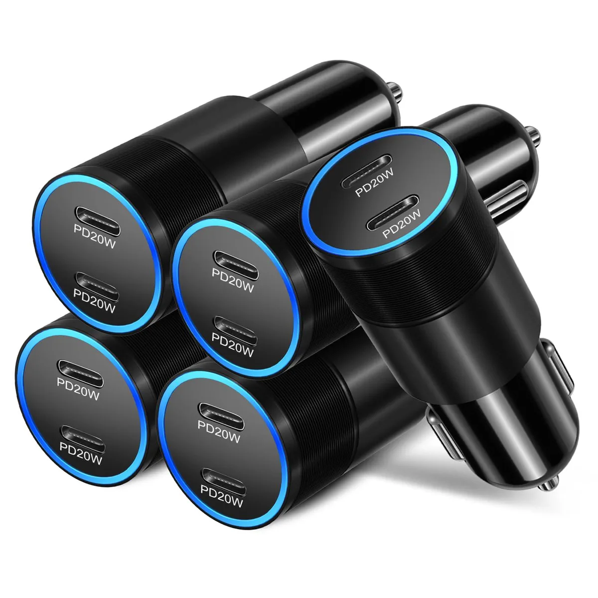No Sew No Sew Bangfun BHCC03 5 Pack 40W Dual USB C Car Charger Black — product photo