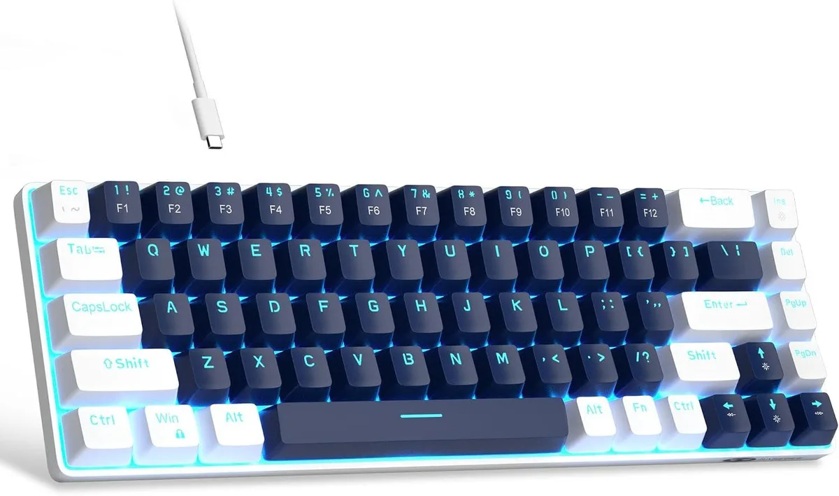 TUKO TUKO MK-Box 68-key 60% Mechanical Gaming Keyboard Blue Switch Blue/White — product photo