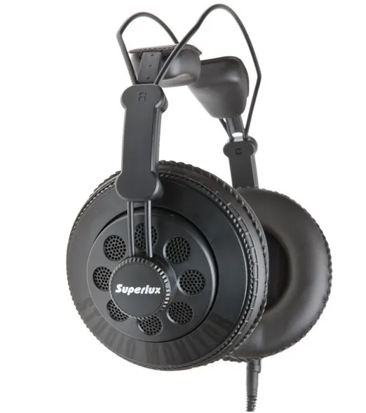 Black semi-open over-ear headphones with self-adjusting headband and leatherette ear pads