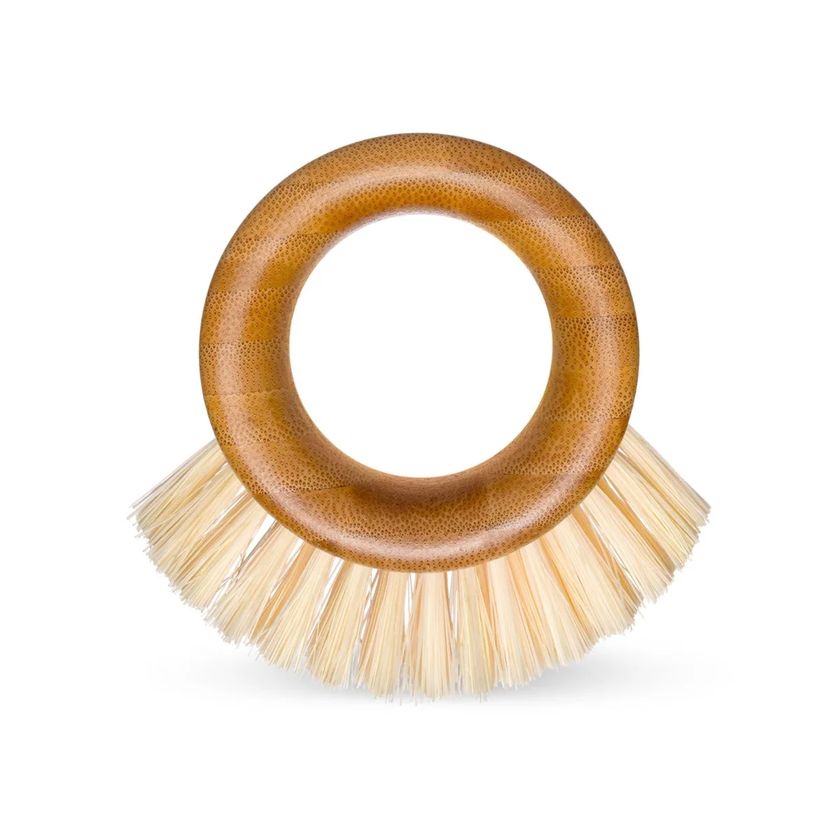Bamboo-handled ring brush with mixed bristles