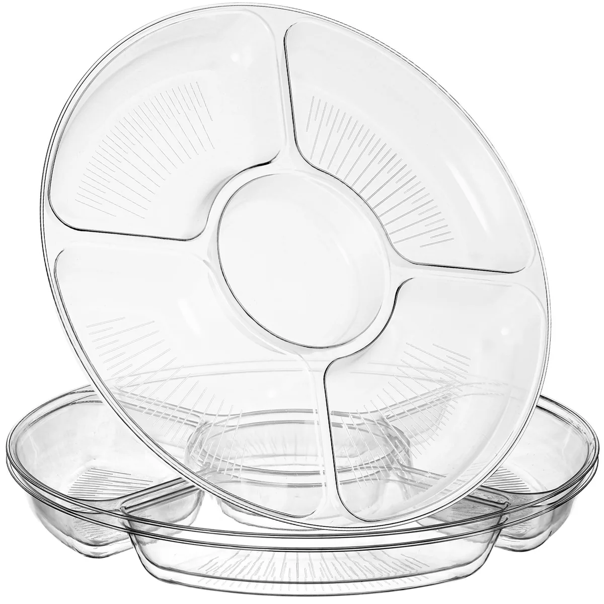  Handy Gourmet 5 Sectional Round Serving Tray Clear Pack of 2 12 in — product photo