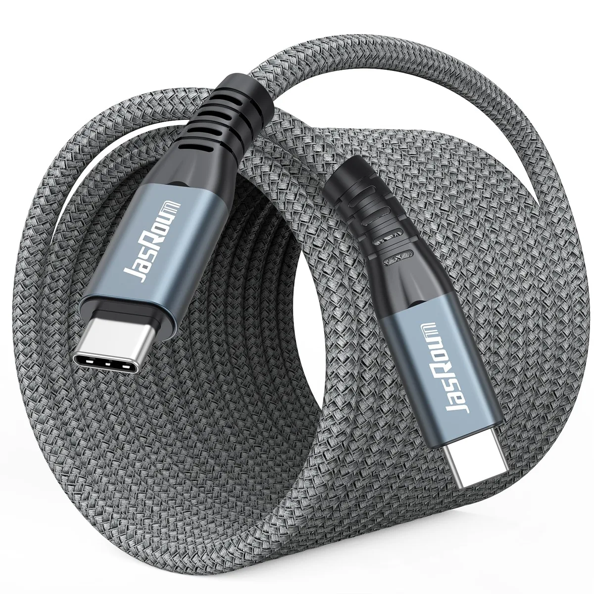 JasRoum USB C to USB C Cable 20ft 10Gbps 240W 4K@60Hz Braided Grey — product photo
