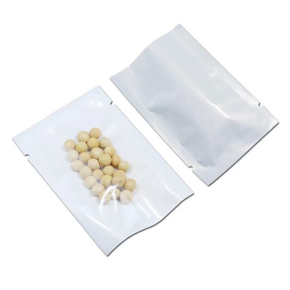Red vacuum pouch bags, 100 pack, open top with tear notches, clear and white finish