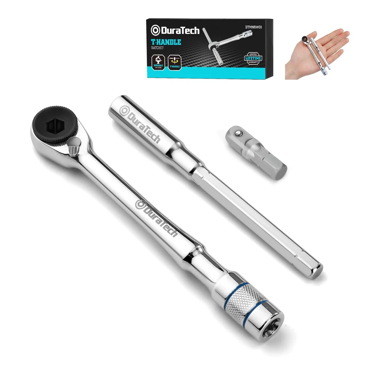 Duratech DTMNRW01 1/4" 60-tooth T-handle ratchet set 4.72 in — product photo