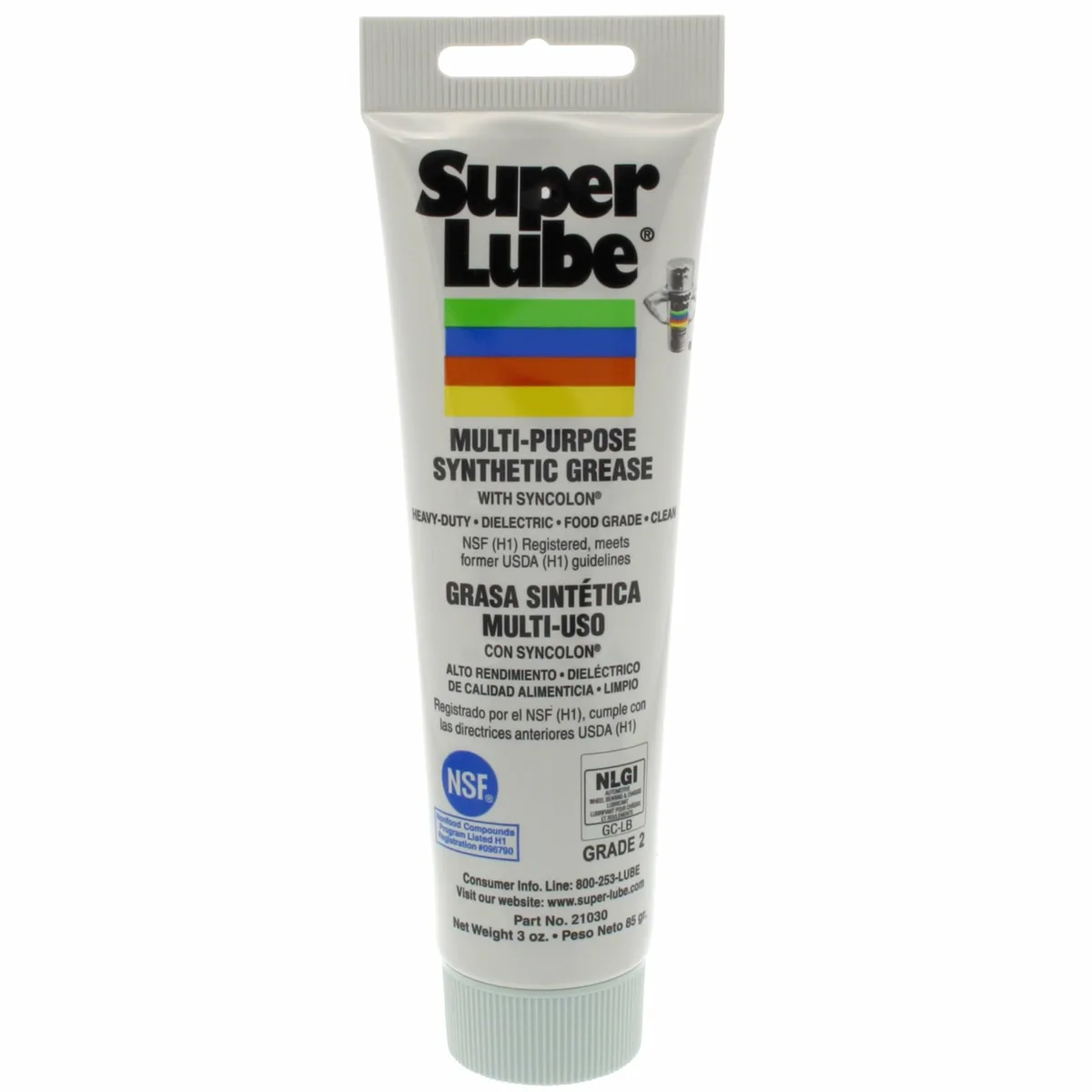 White translucent grease in a 3 oz squeeze tube