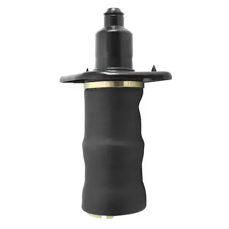 Black cylindrical rubber air spring with metal end caps and mounting hardware visible