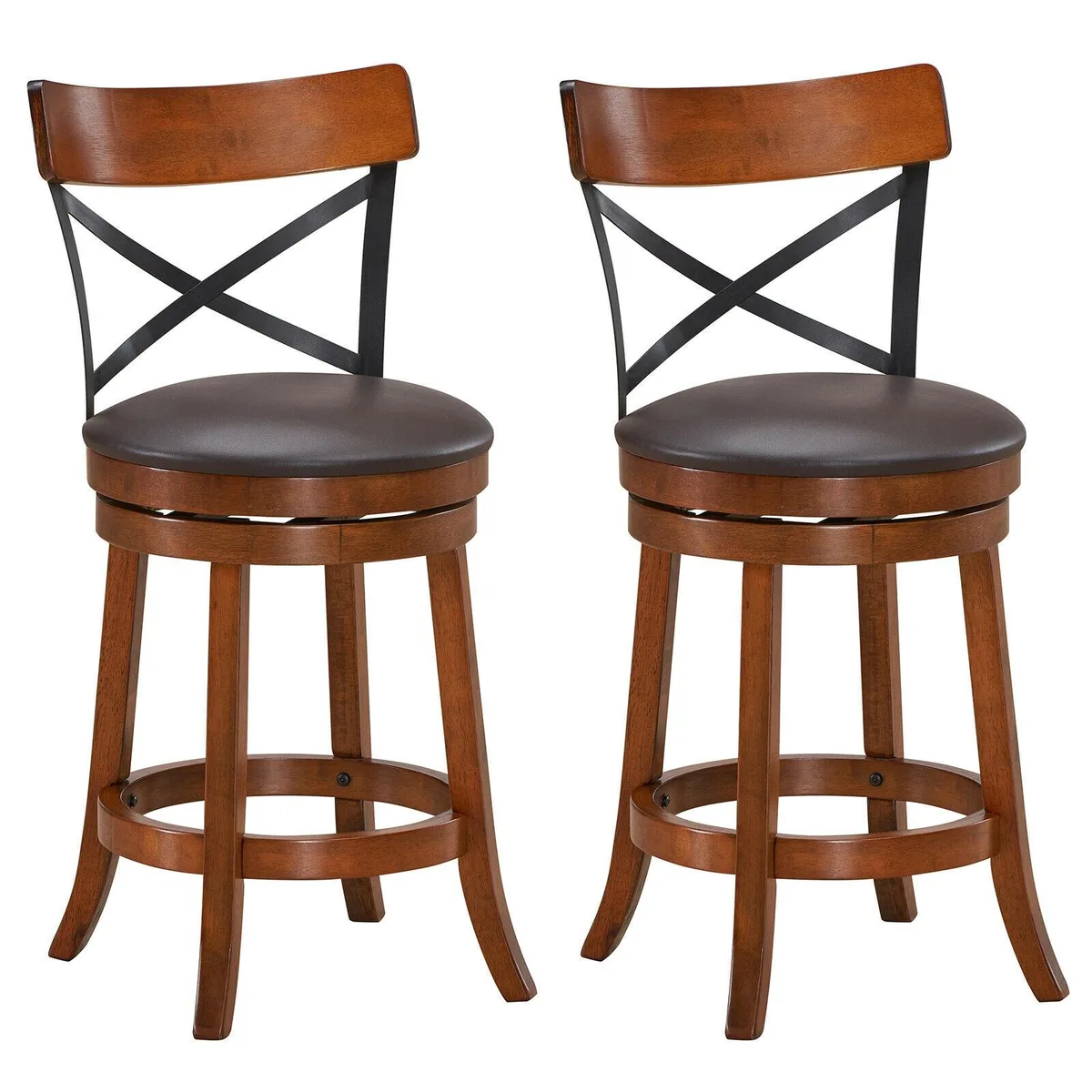 SlickBlue SlickBlue Barstool Set of 2 25 inch Swivel Brown 44 lbs — product photo