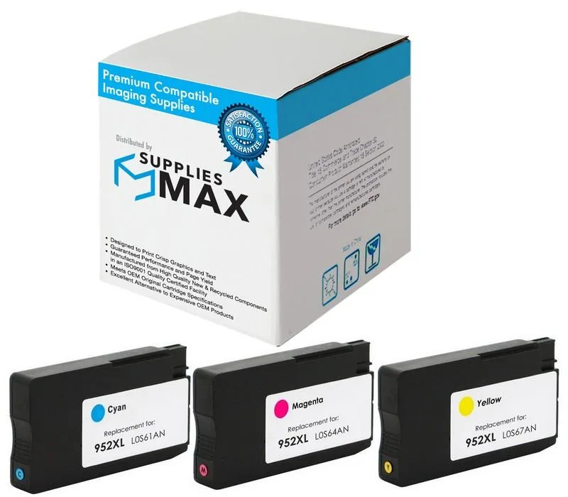 SuppliesMax SuppliesMax HP 952XL High Yield Inkjet Combo Pack C/M/Y 1600 Pages — product photo