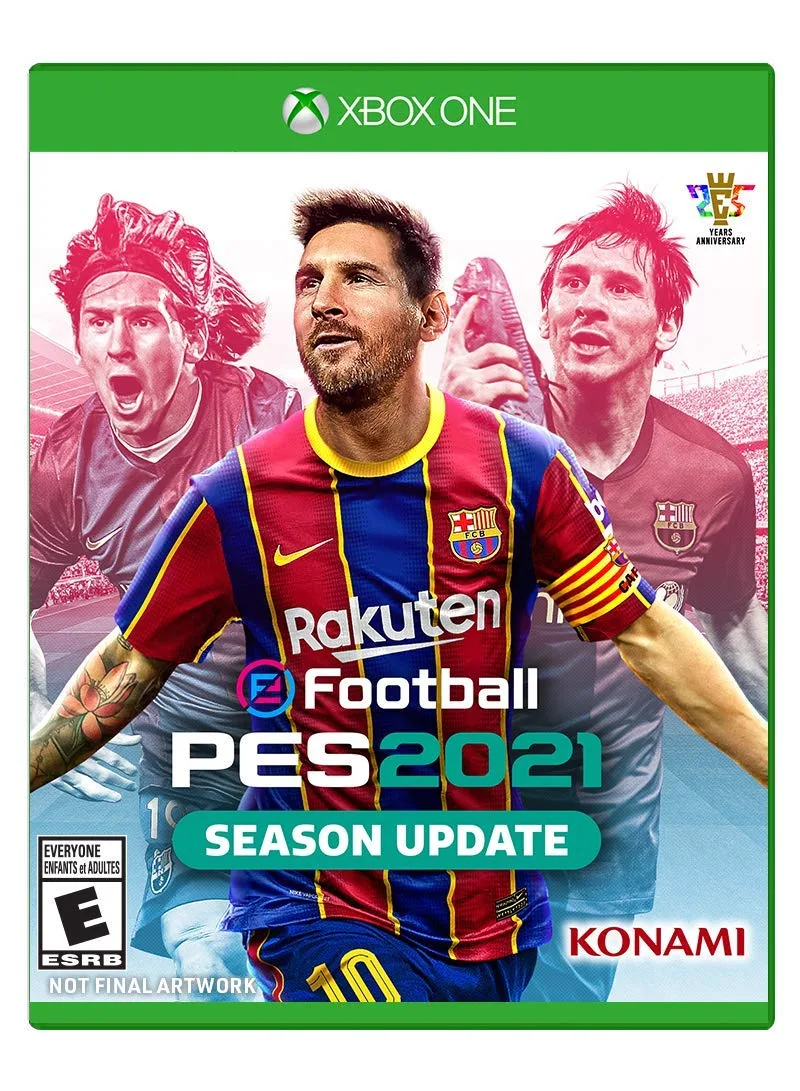 Standard Xbox One game case with eFootball PES 2021 cover art