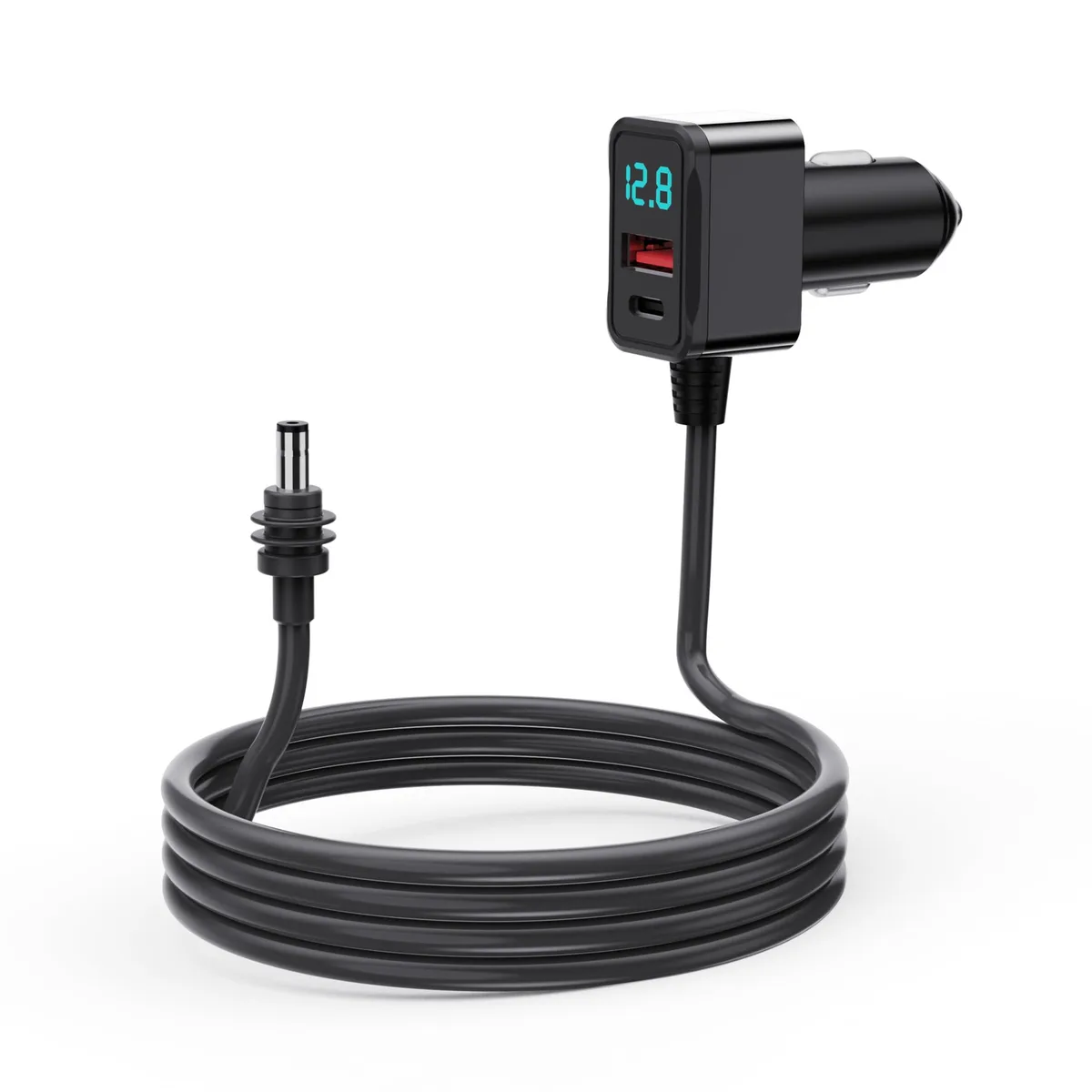 Nolansend TR-69S 10FT Starlink Mini Car Charger 12V-48V USB-C PD 36W USB-A 18W Digital Display — product photo