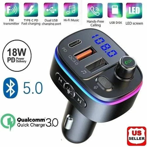 NShi NShi Bluetooth 5.0 FM Transmitter QC3.0 PD 18W Car HD Radio — product photo