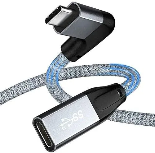 WRIARICH WRIARICH Right Angle USB C Extension Cable 3.3FT 10Gbps 100W 4K 60Hz Gray — product photo