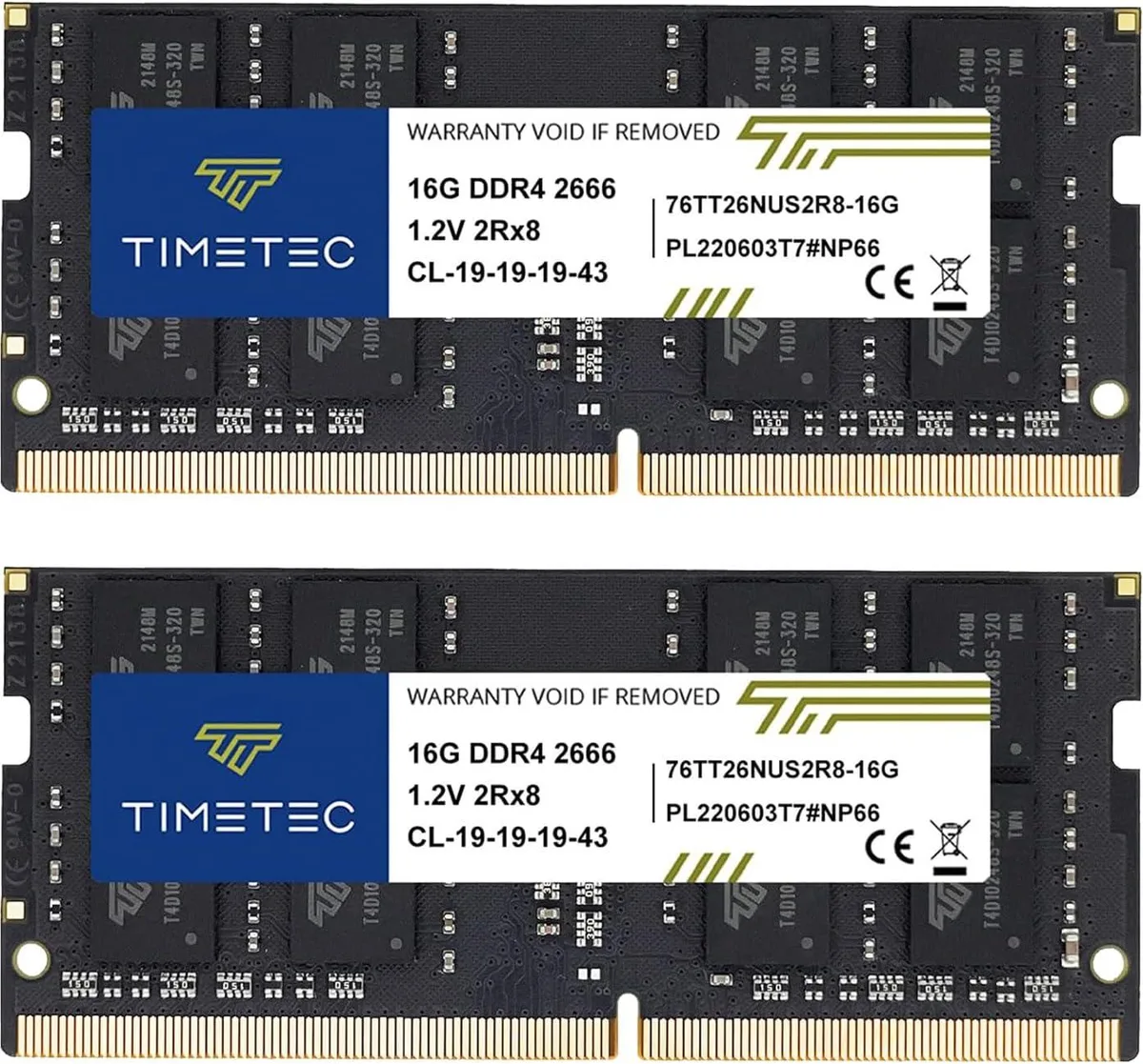 Timetec Timetec 32GB Kit (2x16GB) DDR4 2666MHz CL19 1.2V SODIMM laptop RAM — product photo