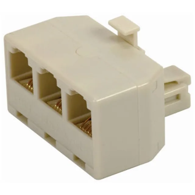 TRANS USA PRODUCTS, INC. TRANS USA PRODUCTS, INC. 20-524 Ivory Modular Triplex 3 Line Adapter (4-4-4) Phone Jack Plug — product photo