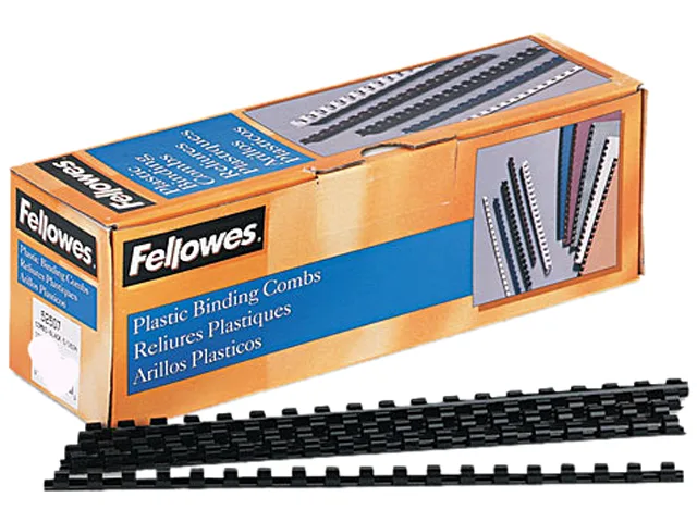 FELLOWES FELLOWES 52507 Plastic Comb Binding 5/16 in 40 Sheet Black 100 Pack — product photo