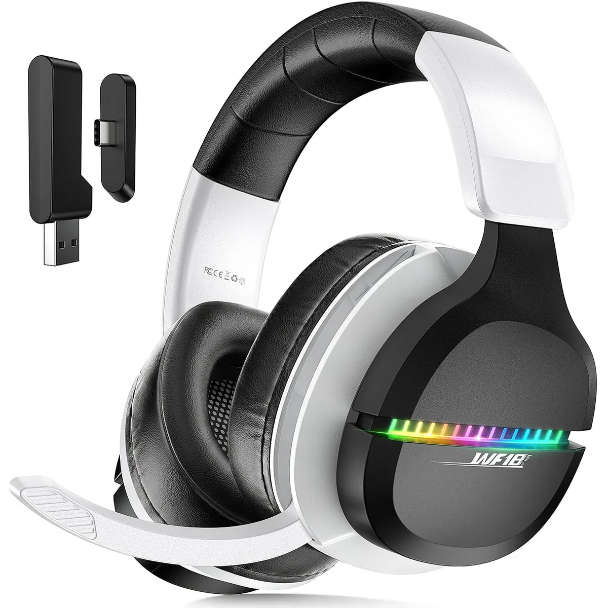  Buwnia WF18 Wireless Gaming Headset 2.4GHz Bluetooth 5.3 50mm 40h 100h Play While Charging — product photo