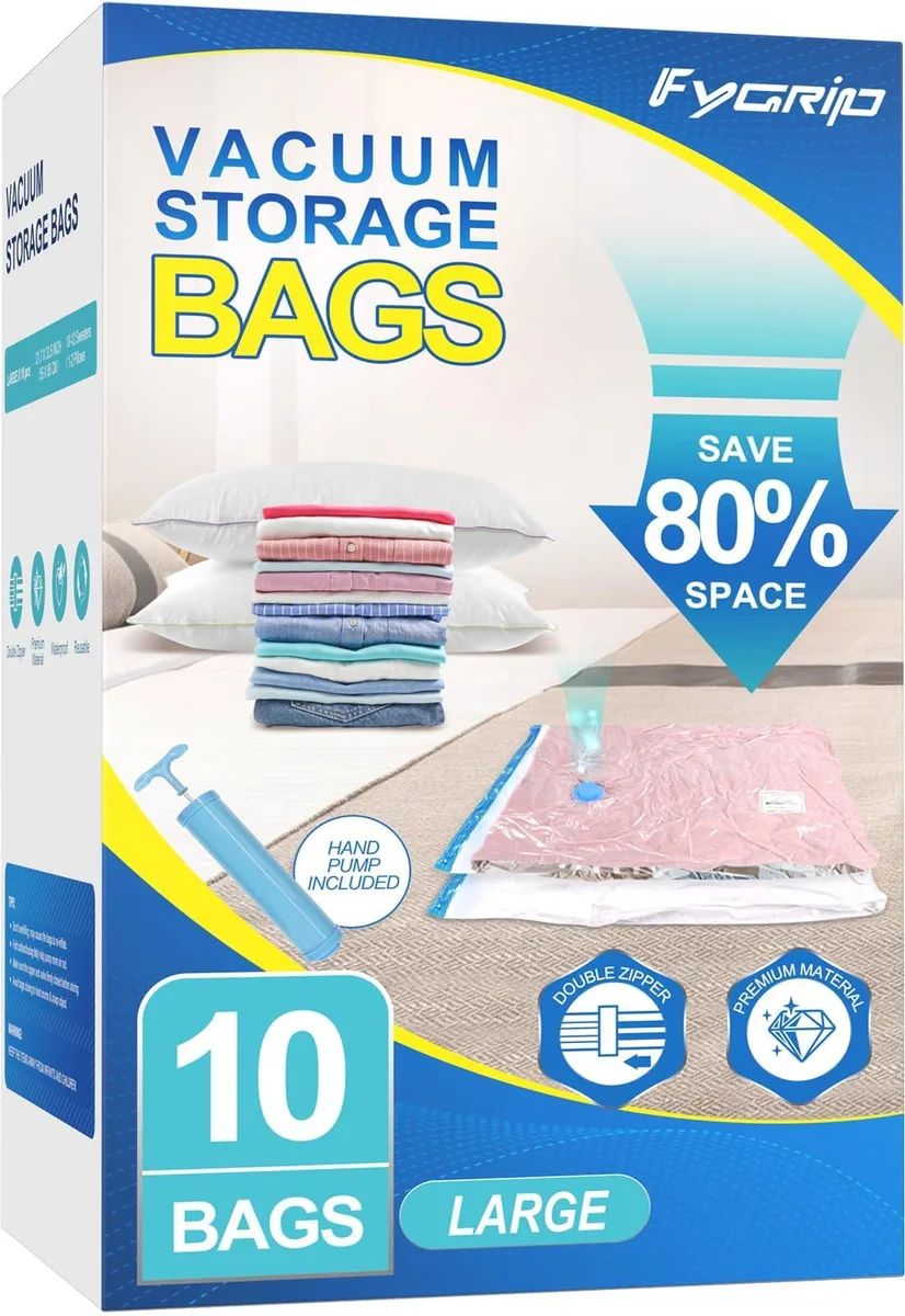  FYGRIP VSB04 10 Large Vacuum Storage Bags with Hand Pump — product photo