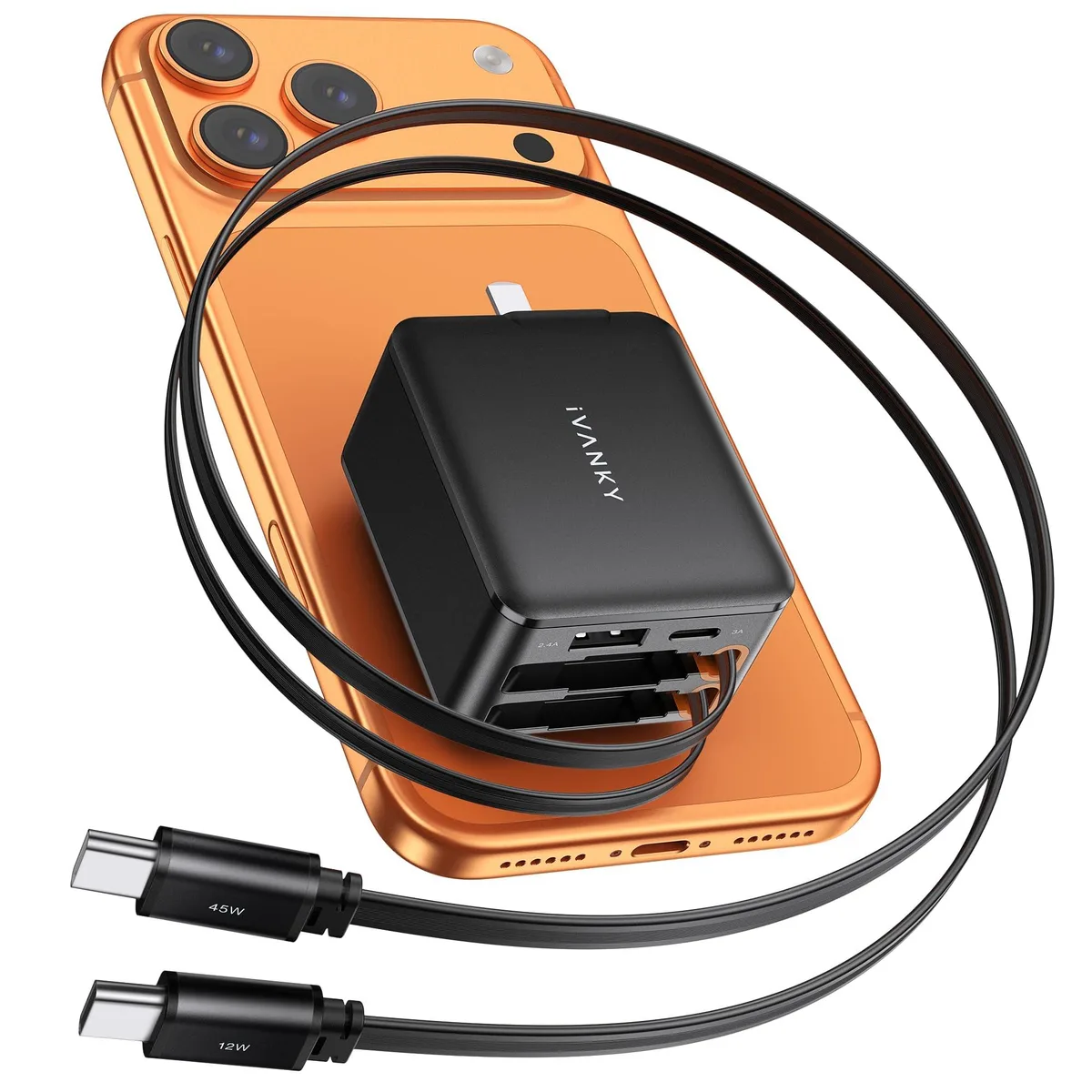  IVANKY VFD01A 45W Retractable USB C Charger 4-in-1 Black — product photo
