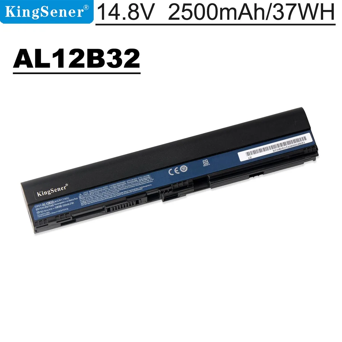 KingSener KingSener AL12B32 laptop battery 2500mAh 14.8V for Acer Aspire One 725 756 V5-171 TravelMate B113 — product photo