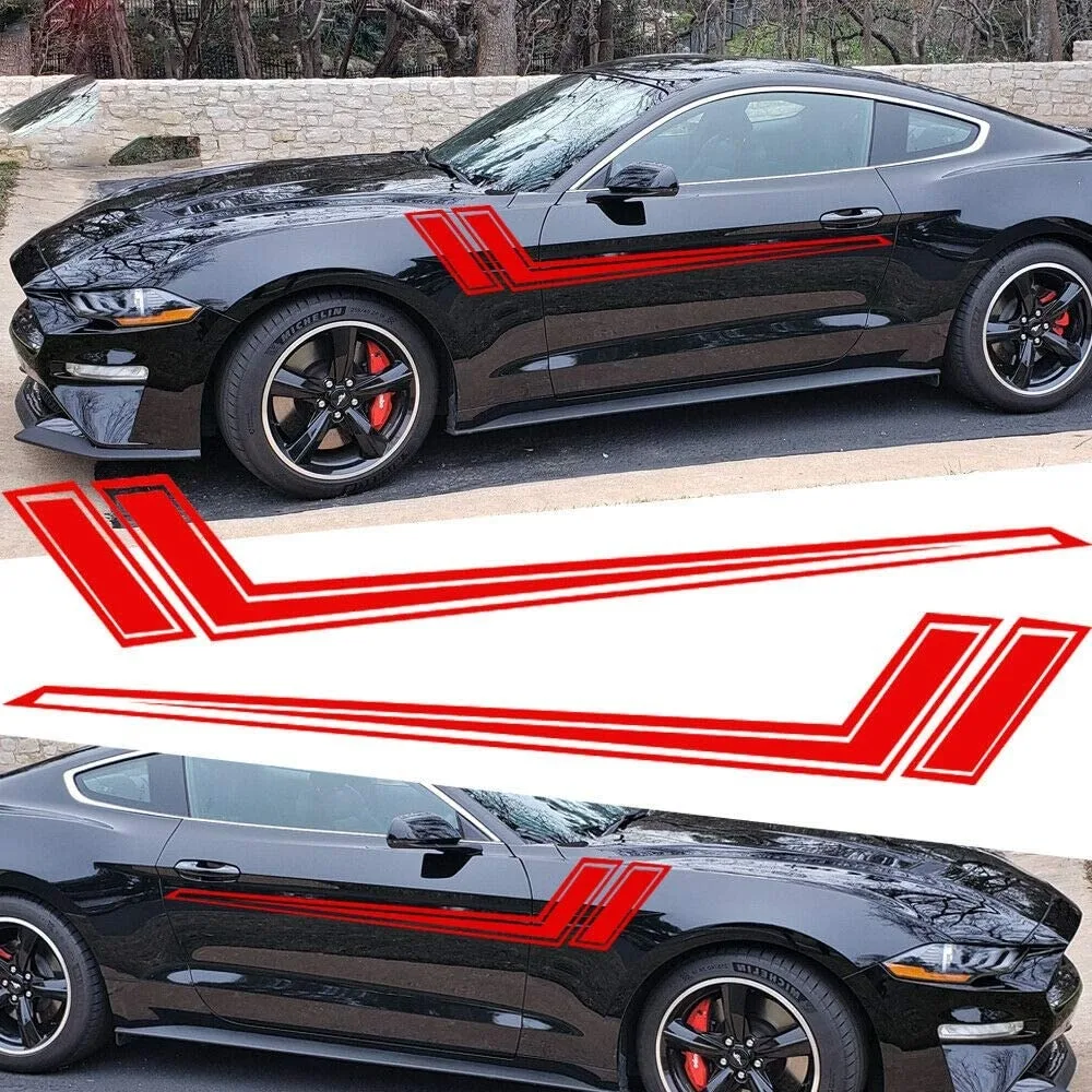 Two red sport racing vinyl decal stickers on backing sheet