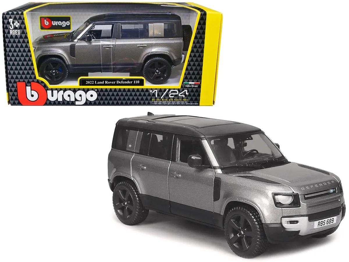 BBURAGO BBURAGO 2022 Land Rover Defender 110 Dark Silver Metallic Black Top Sunroof 1/24 hobby collectible — product photo