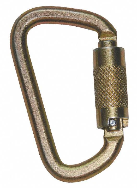Bronze steel offset-D carabiner with double-locking gate
