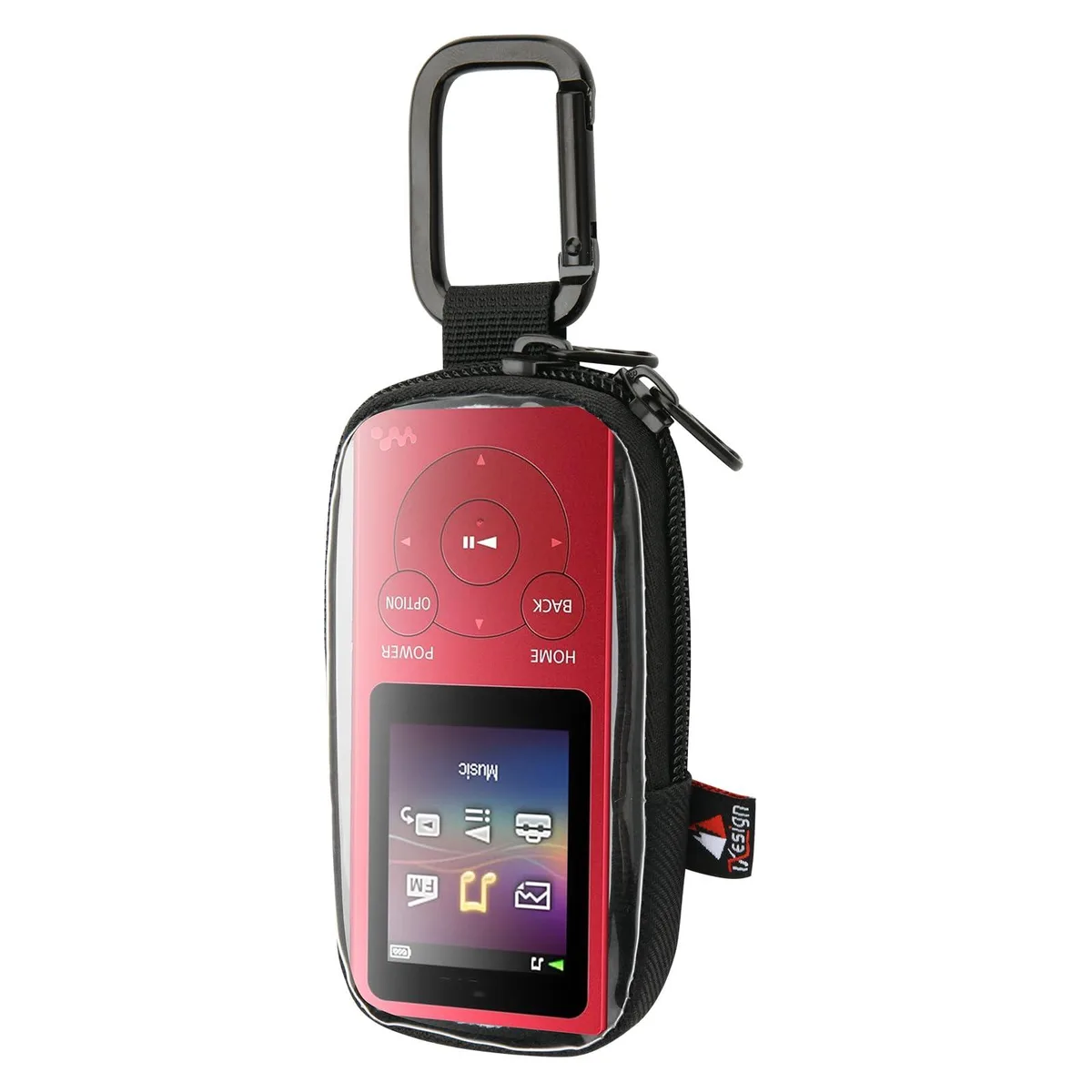  TXEsign MP3 Player Case 4 x 1.9 x 0.7 in Black with Carabiner — product photo