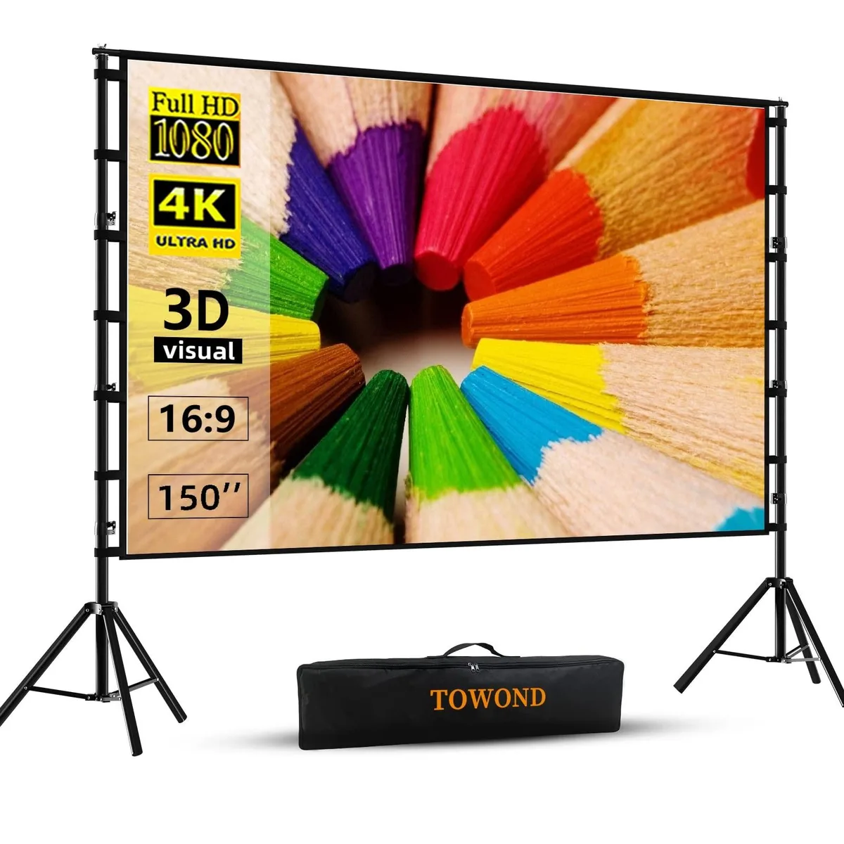 Towond Towond 150 inch 16:9 4K HD Projector Screen with Stand 2 in 1 accessory — product photo