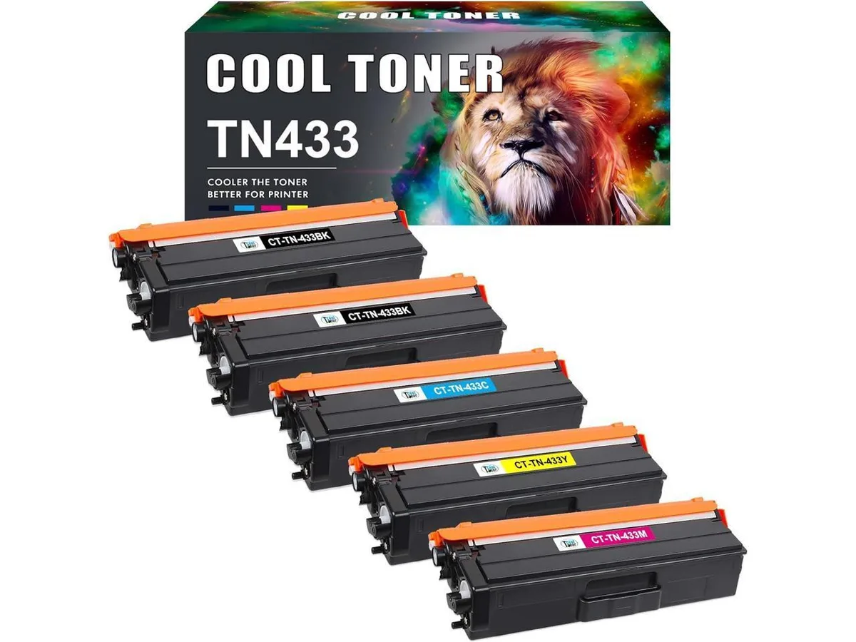 V4ink V4ink TN433 high-yield toner cartridge 5-pack (2 black, cyan, magenta, yellow) — product photo