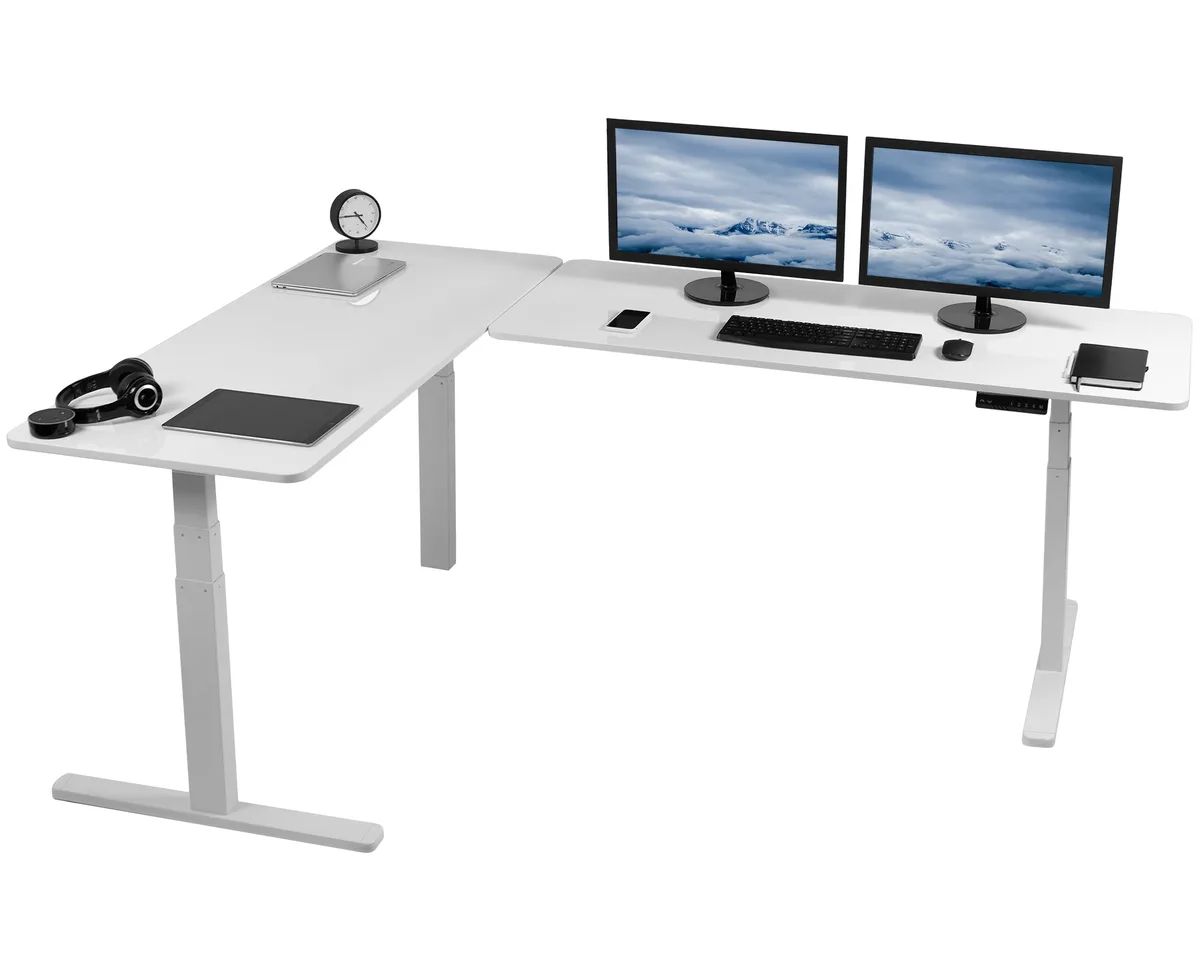 VIVO VIVO Electric Corner Desk 83" x 60" Dry Erase White Frame — product photo