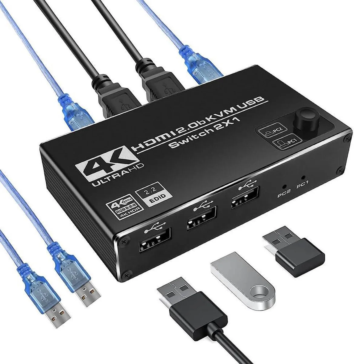 Vszerda Vszerda 2 Port HDMI KVM Switch 4K 60Hz 2.0 Metal Case 300g — product photo