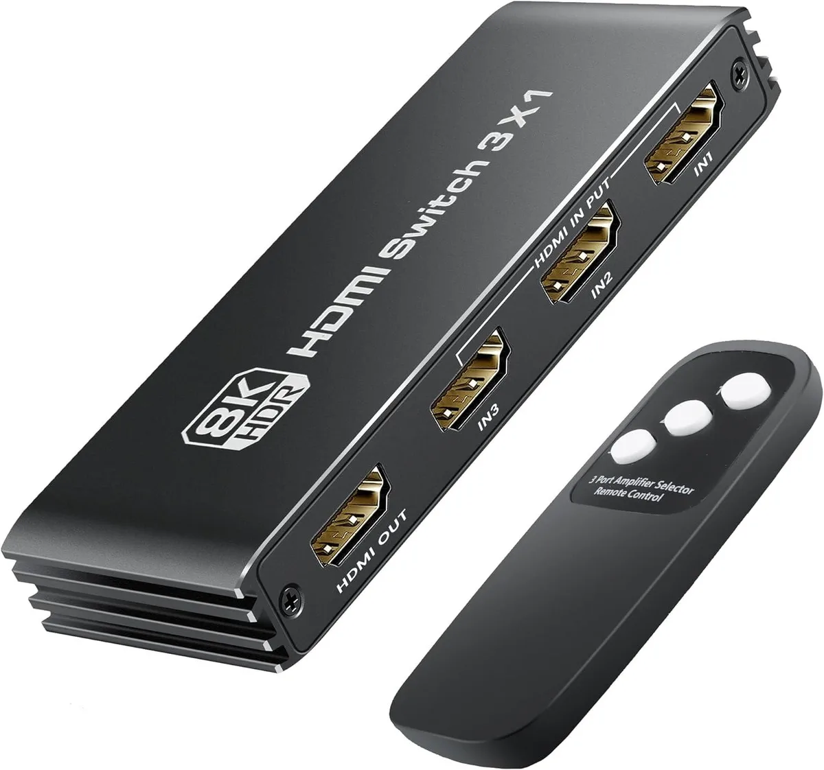 LUOM LUOM OZQ1-1A 3x1 HDMI 2.1 video switch 8K@60Hz 48Gbps black — product photo