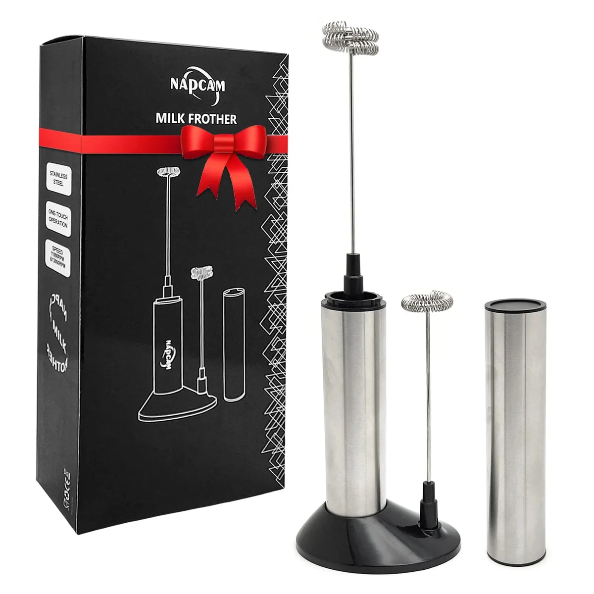  NAPCAM Milk Frother Silver 2-Speed 11000-13000 RPM 32 oz 10.18 — product photo