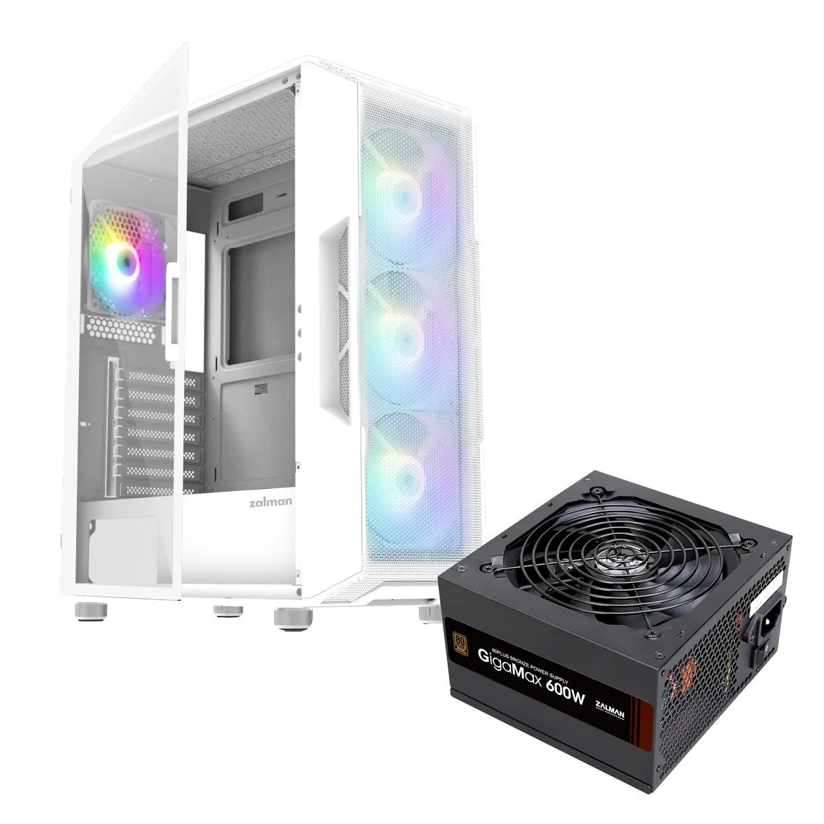 Zalman Zalman i3 NEO White ATX Mid-Tower Case with 600W 80+ Bronze PSU — product photo