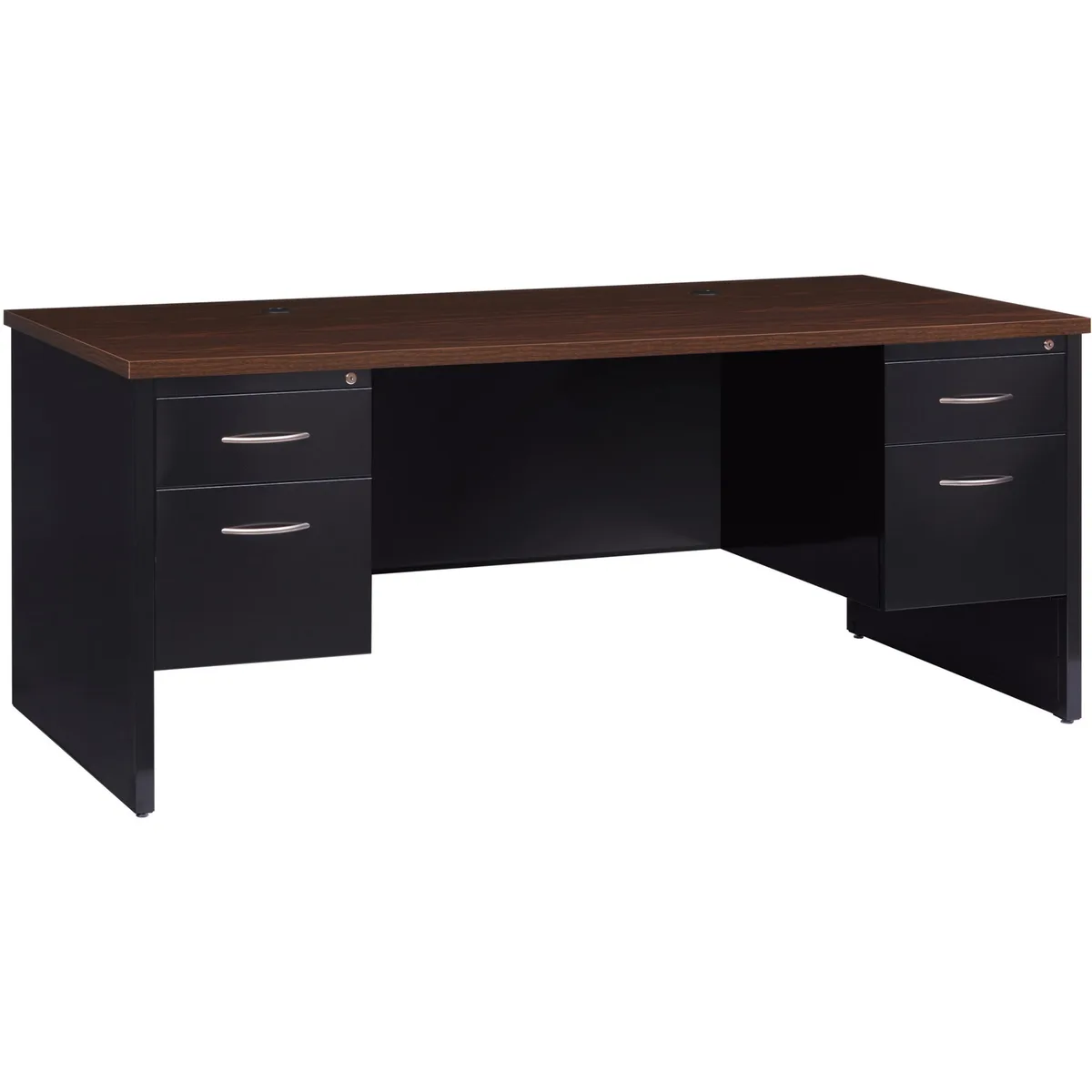 Lorell Lorell 79139 Double Pedestal Desk 36x72 Walnut/Black 230 lbs — product photo