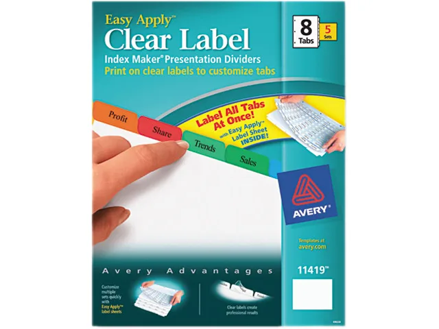 Avery Avery 11419 Clear Label Dividers 8.50 x 11.00 5 Sets — תמונת המוצר