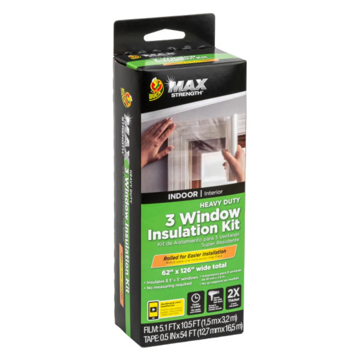 Duck Duck Max Strength Heavy Duty Window Kit 62 in x 126 in Clear 3 pieces — product photo