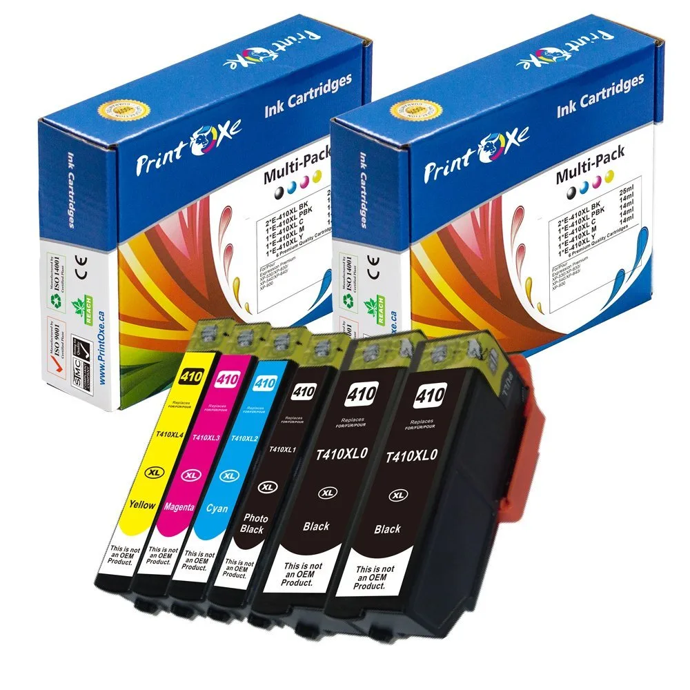 PrintOxe PrintOxe T410 XL 6 Ink Cartridges 2 BK Photo BK Cyan Magenta Yellow High Yield — product photo
