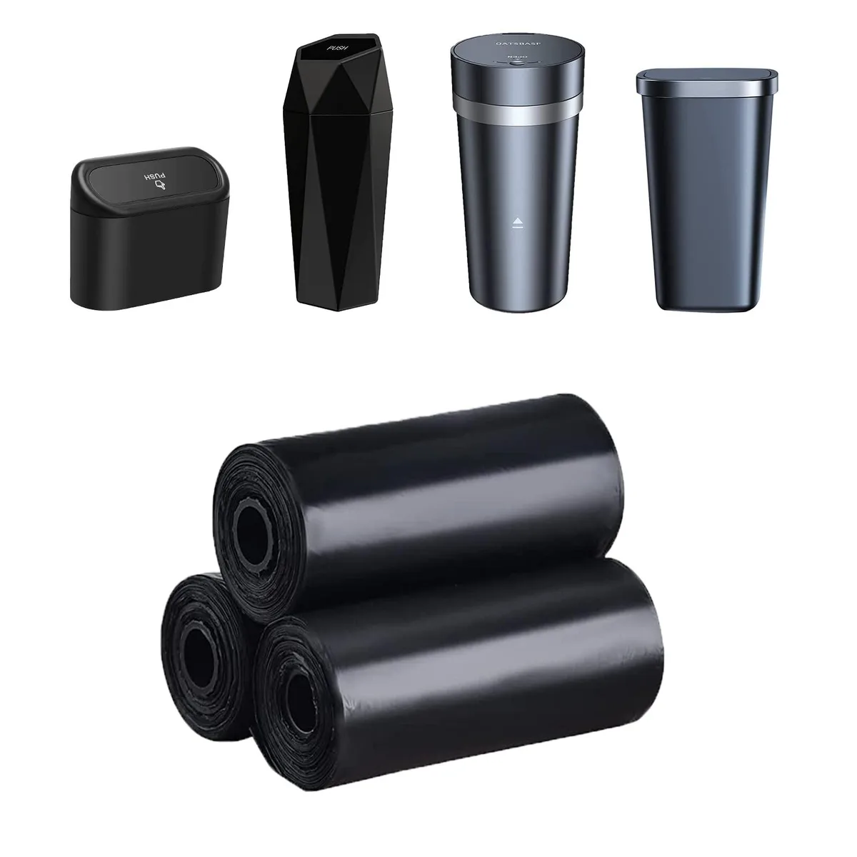  xuenair 0123 Mini Trash Bags 3 Rolls 45 Count 800ml Black — product photo