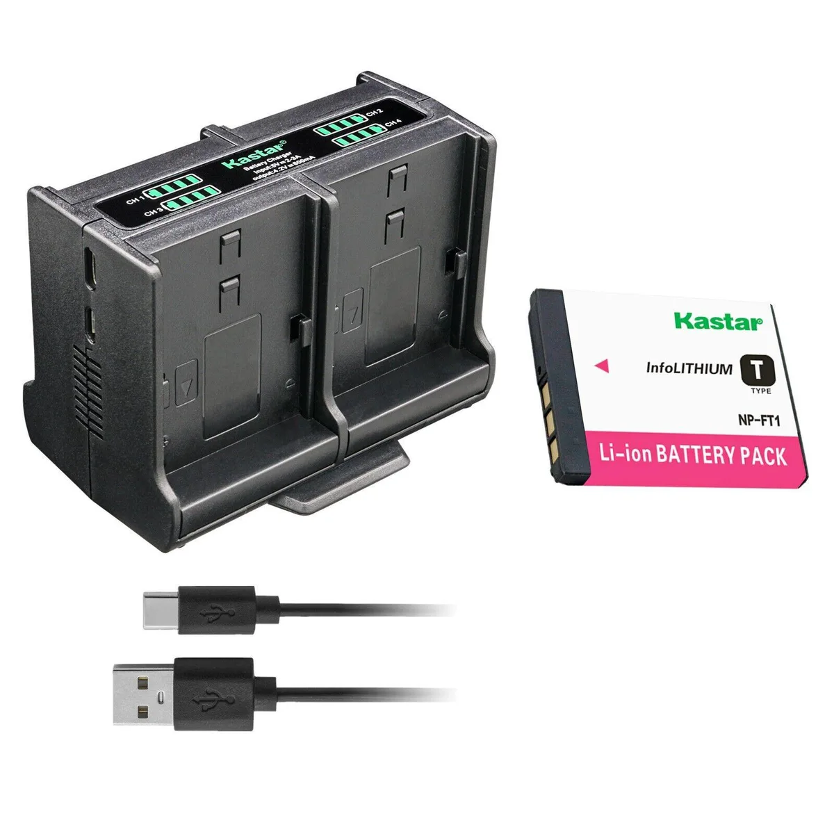Kastar Kastar NP-FT1 battery and quadruple charger 1 pack — product photo