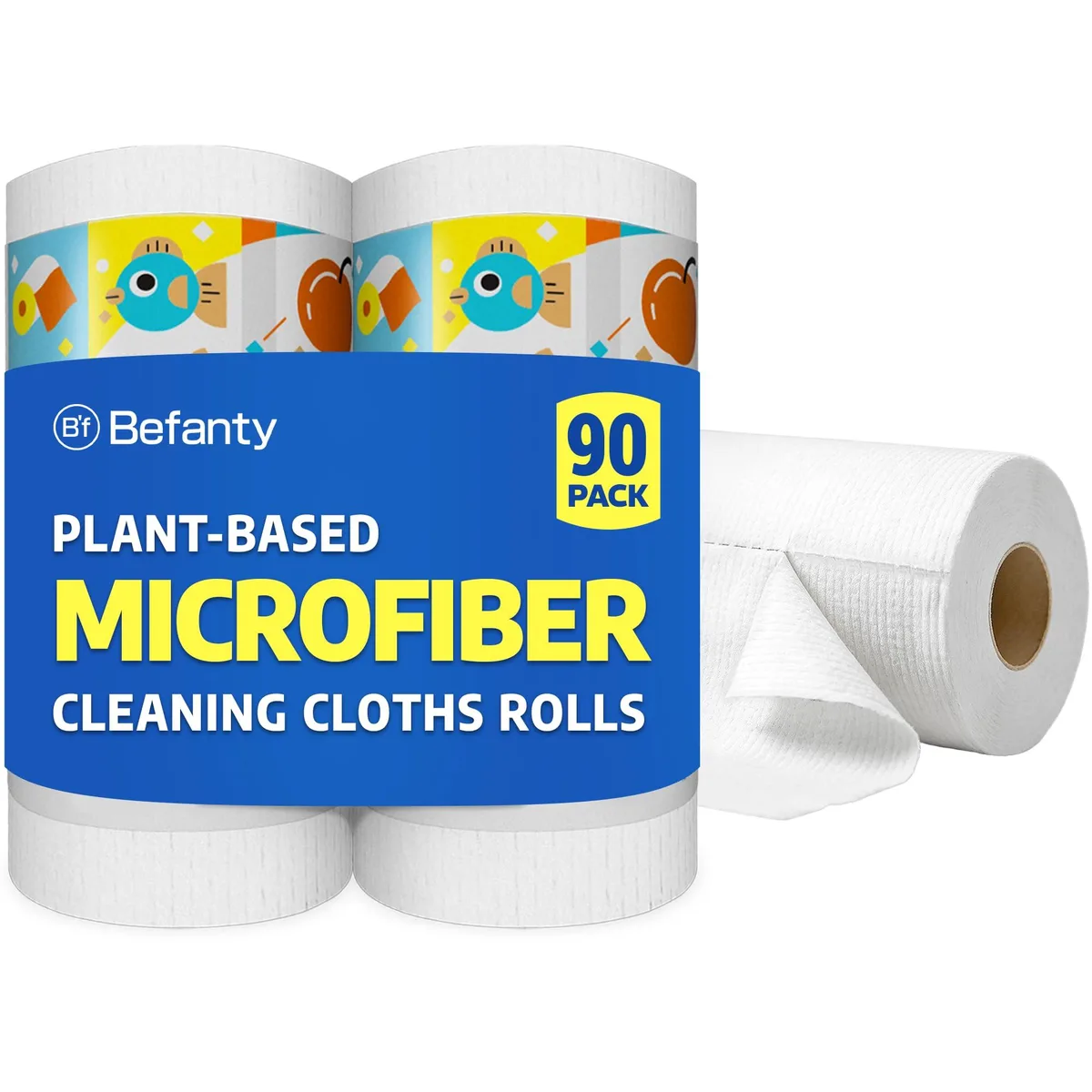  3M Plant-Based Microfiber Cleaning Cloth Rolls 90 Pack 2 Rolls 45 Sheets 8.6 x 11.8 in — product photo