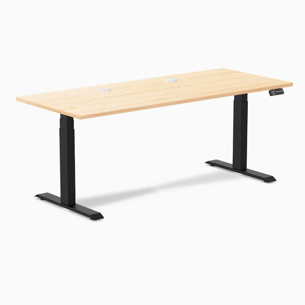Desky Desky Dual Hardwood Sit Stand Desk Maple 72 x 30 in 140 kg Matte Black — product photo