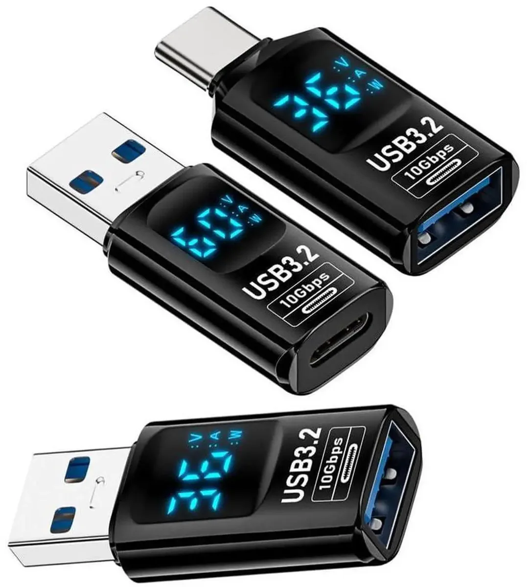 SMUGDESK SMUGDESK USB-C to USB3.2 Gen2 Type-A Adapter 10Gbps LED Power Monitor 3 Pack — product photo