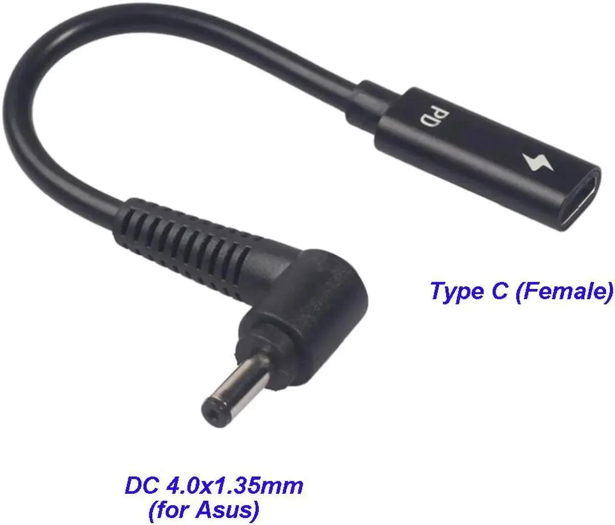 Lirealar Lirealar USB-C to Asus 4.0x1.35mm DC Tip PD Converter Cable computer power adapter cord — product photo