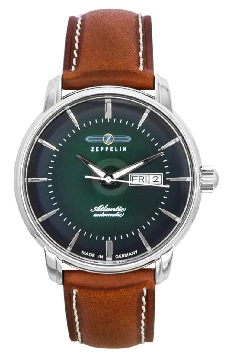 Graf Zeppelin Graf Zeppelin Atlantic 84664 Green Dial Brown Leather Automatic Watch — product photo