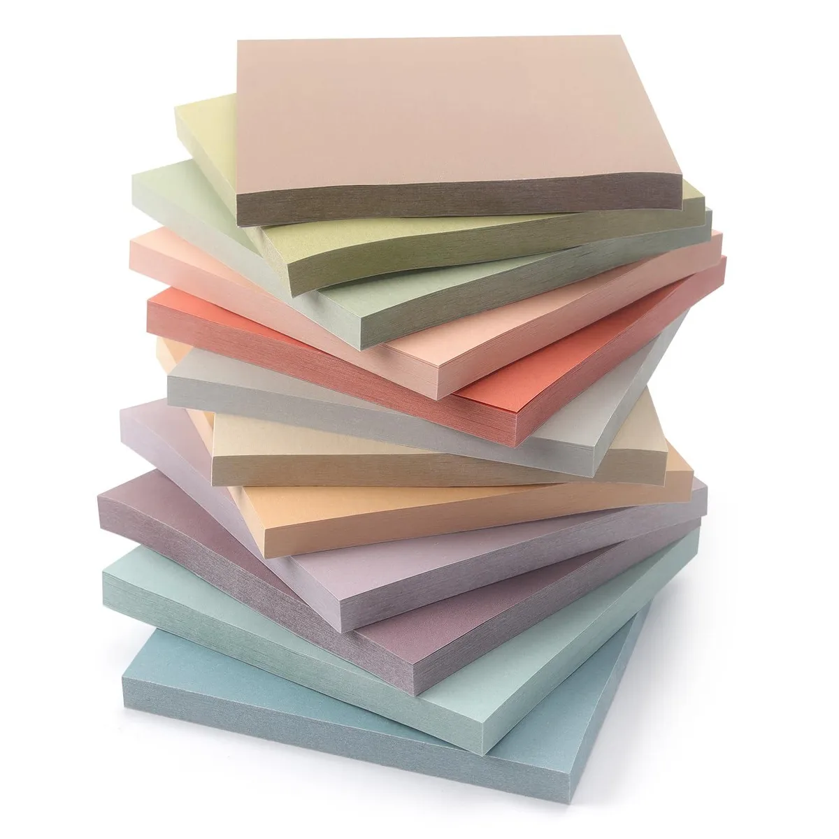 Twelve square pads in muted vintage colours, each 3x3 inches with 50 sheets