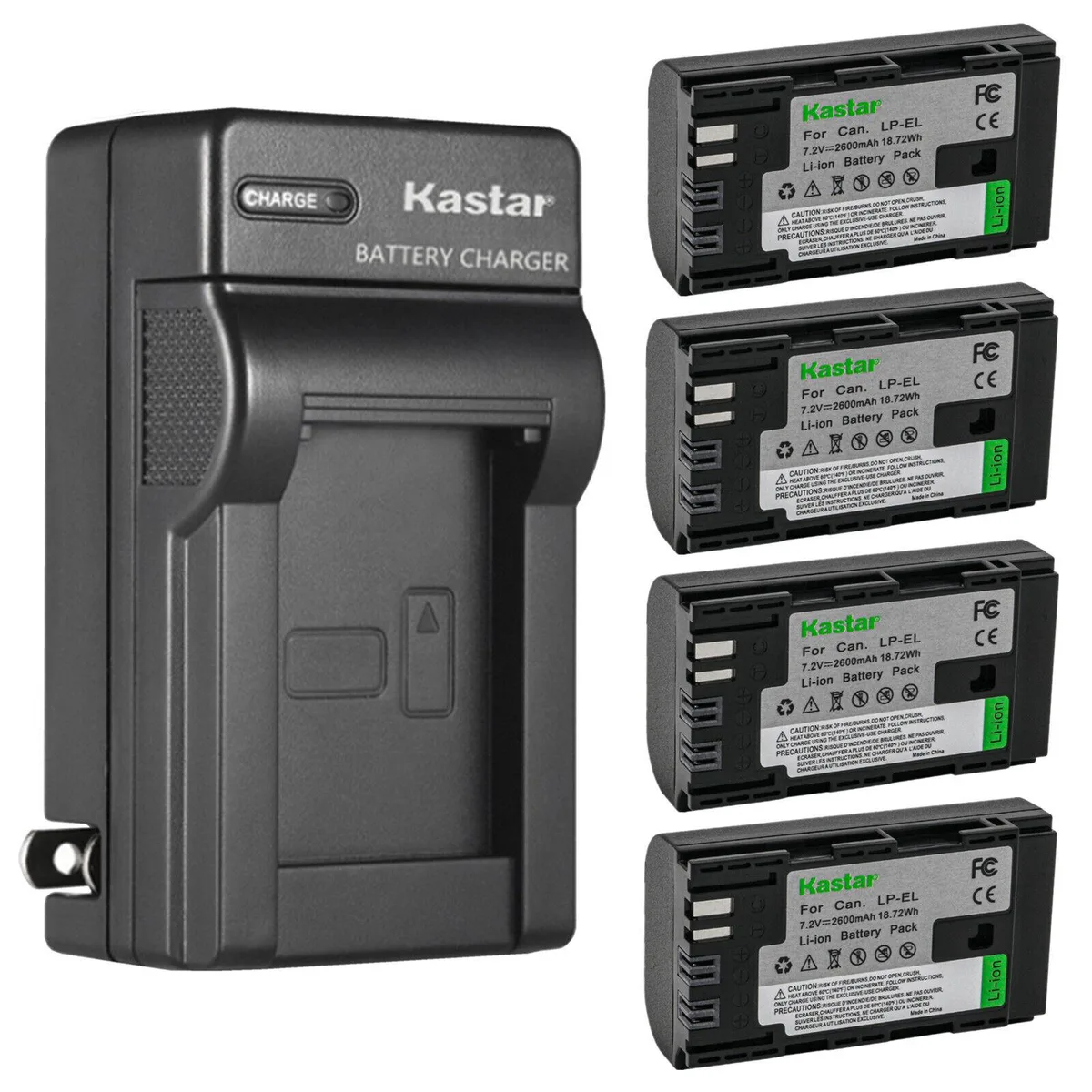Kastar Kastar LP-EL 4-Pack Battery &amp; AC Wall Charger — product photo